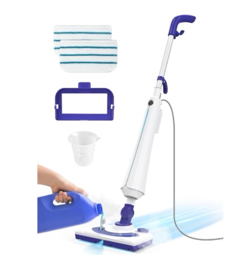 Professional Steam Mop Cleaner, 1300W Floor Steamer with Detergent Chamber, 25S Heat Up, Lightweight