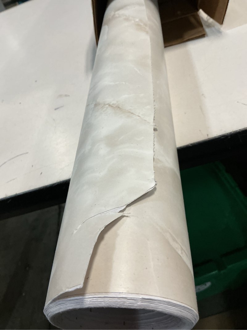 Condition photo showing As Is for VEELIKE Large Size 354''x32'' Cream Onyx Marble Contact Paper for Countertops Matte Marble Counter Top Peel and Stick Waterproof Marble Wallpaper for Kitchen Bathroom Self Adhesive Countertop Covering 32" x 354"