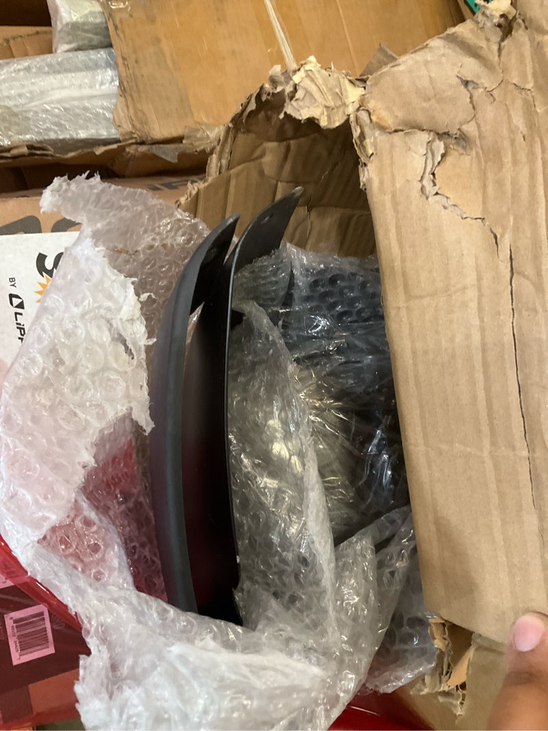 Condition photo showing As Is for ecotric rear step bumper compatible with 1999-2007 chevy chevrolet silverado gmc sierra 1500 2500 classic face bar w/license plate lights replace for gm1103122 12496085 gm1103124 powder coated black