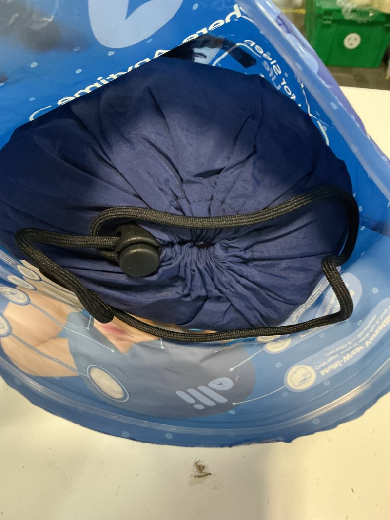 Condition photo showing As Is for illo wearable pillow sleep mask | blackout weighted eye mask for sleeping napping & side sleepers | soft mulberry silk blend patented light blocking for travel bed camping airplane work | women & men midnight blue
