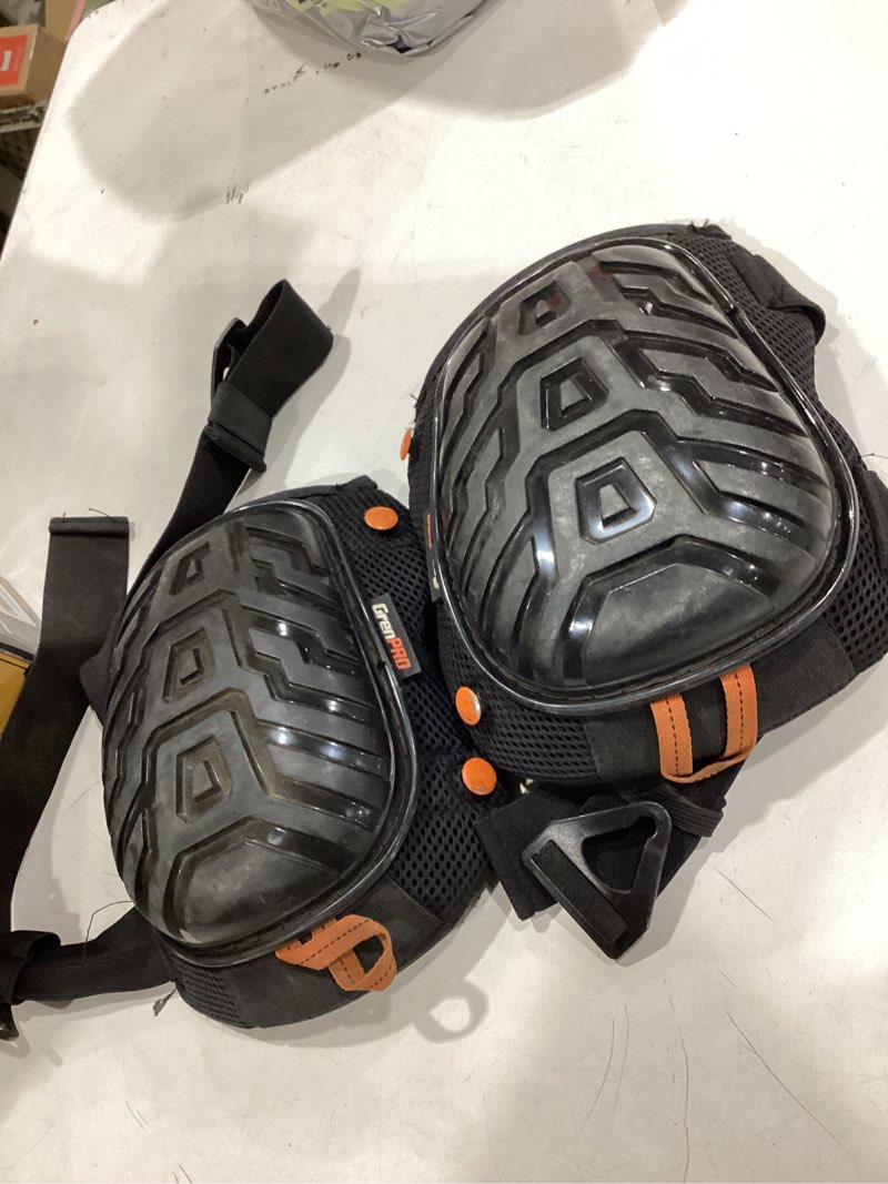 Condition photo showing As Is for grenpro professional knee pads for work,heavy duty thick foam knee pads tools, knee pad with soft gel cushion for construction, work, flooring, gardening, cleaning, tiling,upgraded black