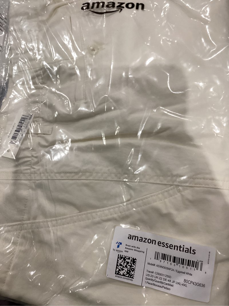 Condition photo showing New/Like New for Amazon Essentials Women's High-Rise Regular-Fit Ankle-Length Tapered-Leg Khaki Pant 20 Eggshell White