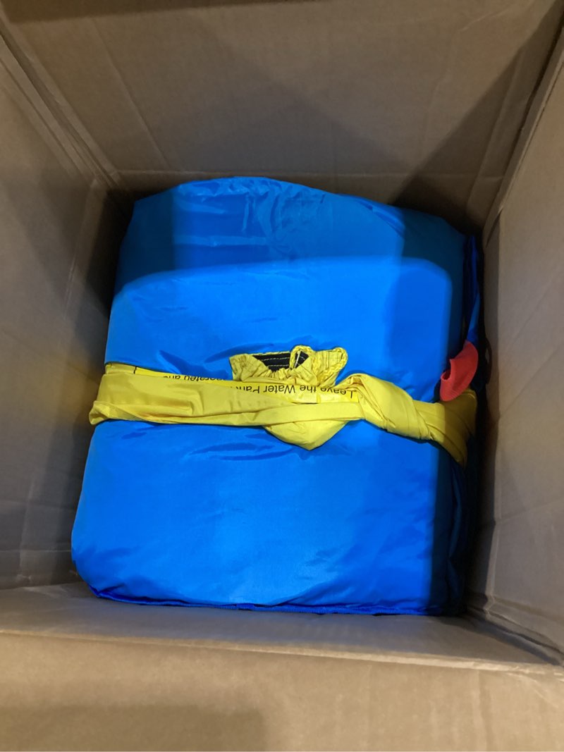 Condition photo showing New/Like New for inflatable water slide park with air blower, kids bouncer house with rainbow sprinkler, bouncy castle for climbing wall, splash pool