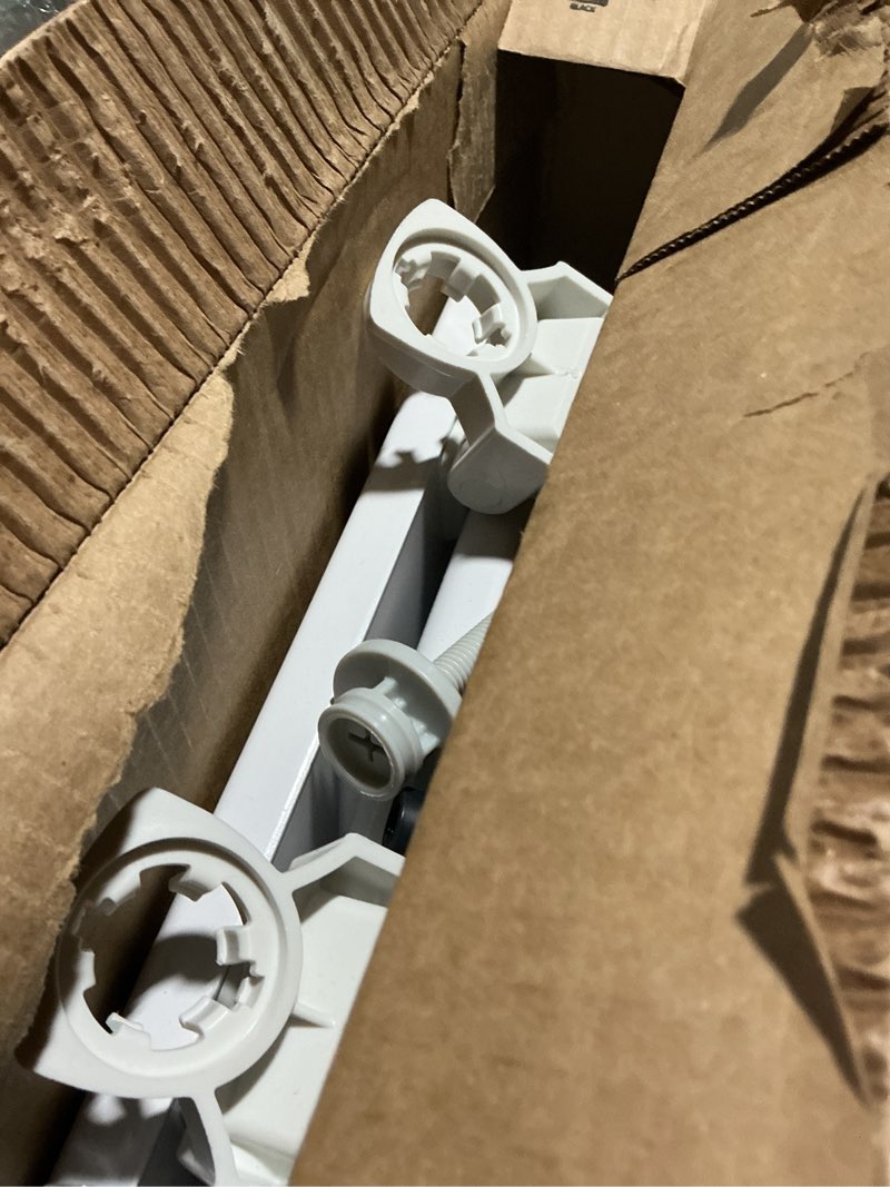 Condition photo showing As Is for Bemis Round Enameled Wood Toilet Seat in Cotton White with Easy•Clean Hinge