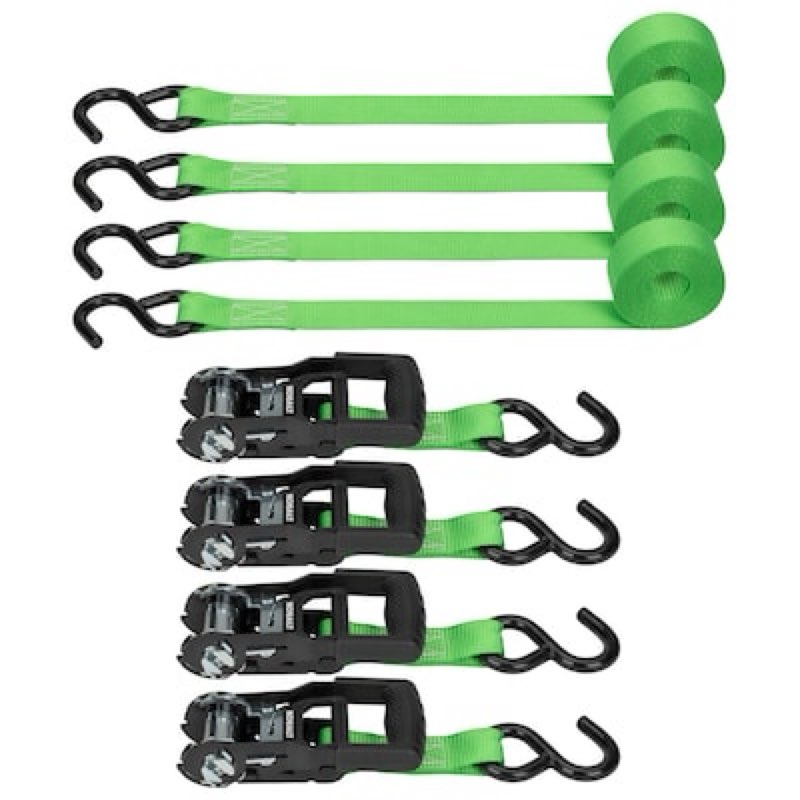 kobalt 1-in x 12-ft ratcheting strap tie down with s-hook 1500-lb break strength (4-pack)