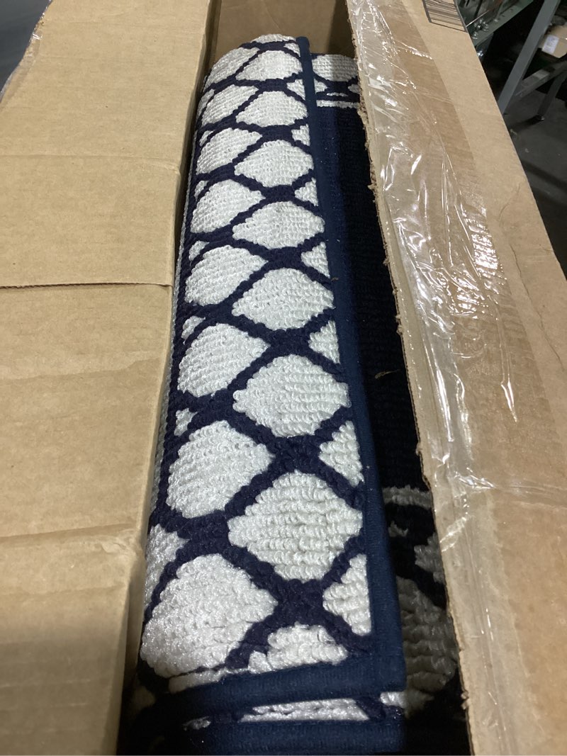 Condition photo showing Good Condition for cosy homeer kitchen rugs non slip washable kitchen mats for floor absorbent kitchen rugs sets of 2 kitchen runner rugs for kitchen carpet sink laundry area rugs,navy blue,24" x 35"+24" x 60" 24 x 60 inch + 24 x 35 inch navy blue