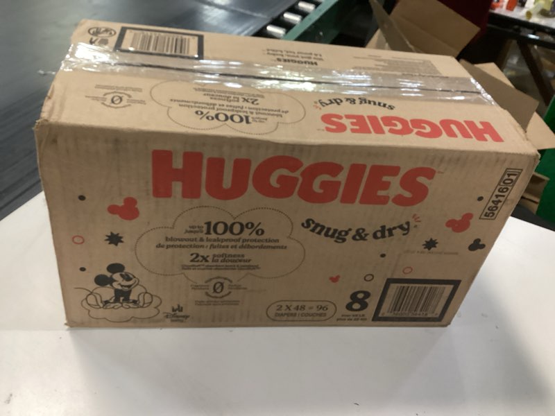 Condition photo showing New/Like New for huggies snug & dry disposable diapers - econ+ pack - size 8 - 96ct