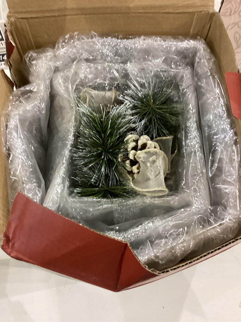 Condition photo showing As Is for set of 3 christmas lighted gift boxes,indoor outdoor christmas decorations, 65 led outdoor lighted holiday displays,plug-in light up presents box for indoor christma tree home yard lawn decor silver - pine cones