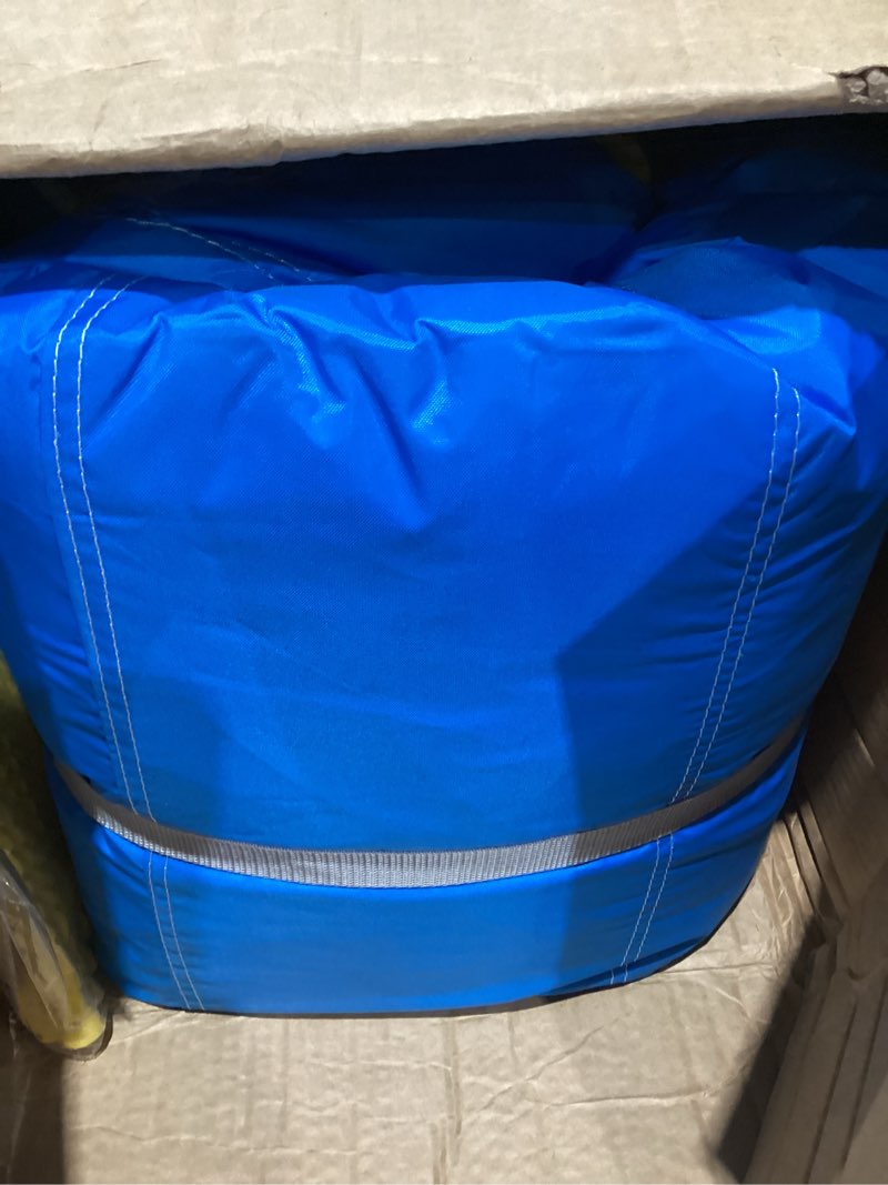 Condition photo showing Good Condition for bounce house, 6-in-1 play mode inflatable bounce house for kids, high elasticity bouncy house with 480w blower, bouncy castle with wide slide for christmas, birthday parties blue