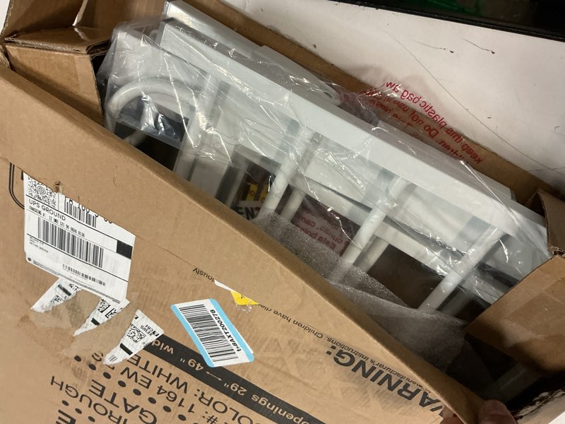 Condition photo showing Good Condition for regalo easy step 49-inch extra wide baby gate, includes 4-inch and 12-inch extension kit, 4 pack of pressure mount kit and 4 pack of wall mount kit white 29-49"w x 30"h