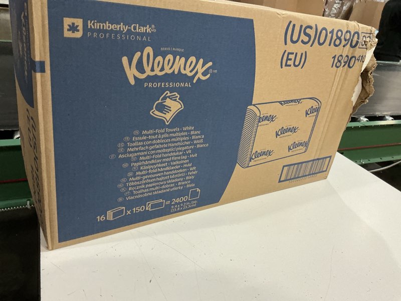 Condition photo showing Good Condition for kleenex professional universal multifold paper towels, bulk (01890), absorbency pockets, 9.2" x 9.4" towel, white (150 sheets/pack, 16 packs/case, 2,400 sheet total) 150 count (pack of 16)