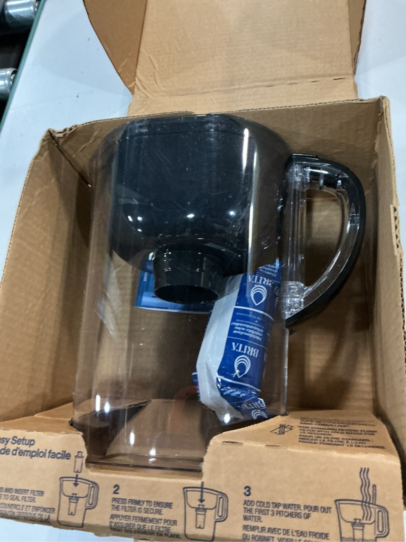Condition photo showing As Is for Brita Everyday Elite Water Filter Pitcher, Removes 99% of Lead, Includes 1 Filter, 10-Cup Capacity, Black Elite Black