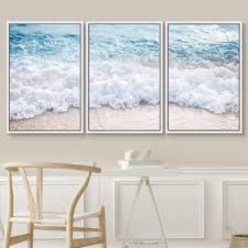 Coastal beach teal sky ocen wave beach shore 3pics  