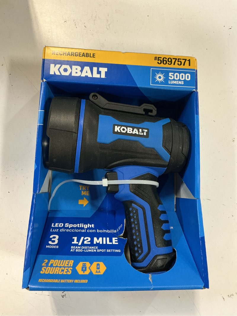 Condition photo showing Good Condition for kobalt 5000-lumen 3 modes led spotlight flashlight with rechargeable with batteries included