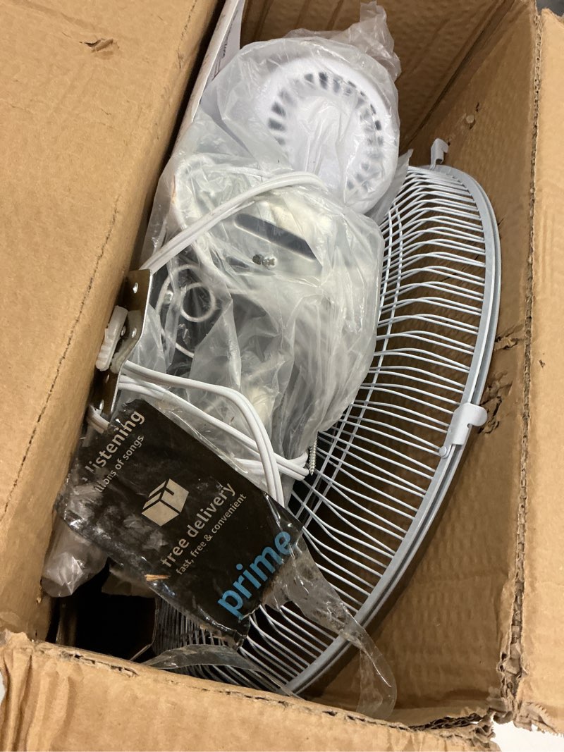 Condition photo showing As Is for Comfort Zone Oscillating Wall Mount Fan with Adjustable Tilt, 16 inch, 3 Speed, Metal Grille, 90 Degree Oscillation, Airflow 14.07 ft/sec, Ideal for Home, Bedroom, Gym & Office, CZ16W 16" Standard