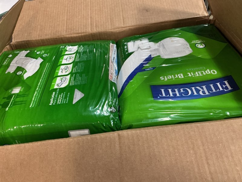 Condition photo showing New/Like New for FitRight Adult Diapers, Ultra Heavy Absorbency, M (Waist Size 32in-44in), 80 Count, OptiFit Incontinence Briefs for Men and Women, Disposable, Moisture-Wicking, Leak Protection, Medium 80 count
