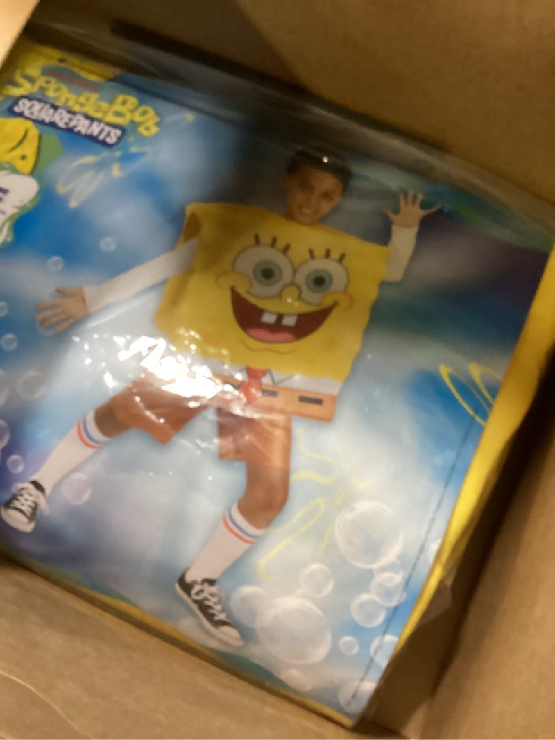 Condition photo showing New/Like New for SpongeBob SquarePants Official Youth Deluxe Halloween Costume - Premium Quality Square Pullover with Shorts and Socks L (12-14)