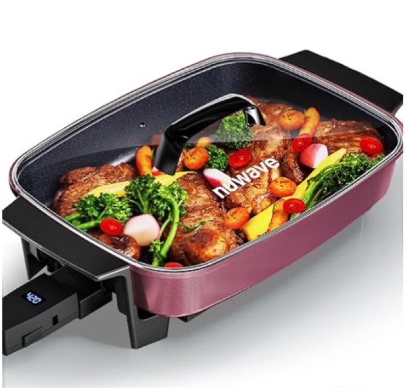 nuwave medley xl digital electric skillet, family size griddle w/glass lid, 2025 new & improved prec