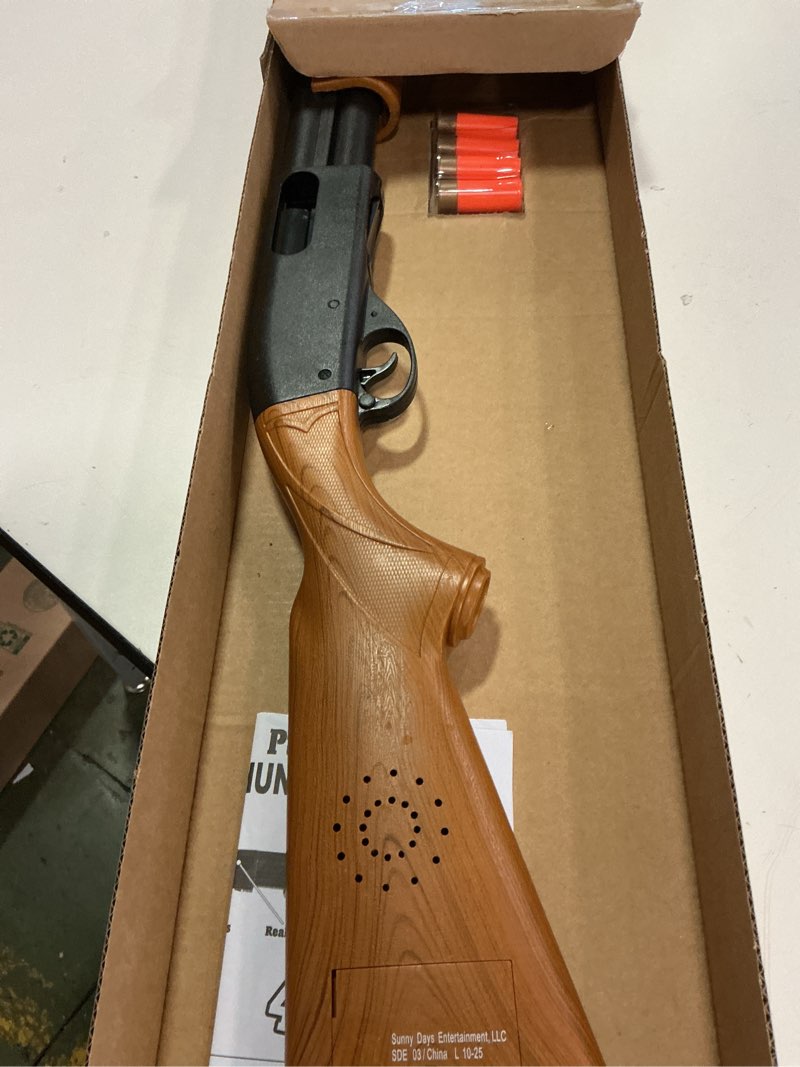 Condition photo showing New/Like New for Sunny Days Entertainment Pump Action Blaster – with Realistic Sounds and Ejecting Play Shells | Hunting Role Play Toy | Cowboy Costume for Kids – Maxx Action, Wood Grain Wood Grain Blaster