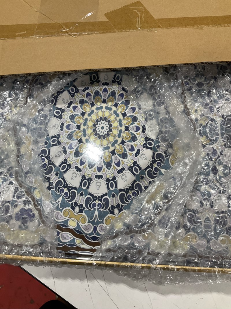 Condition photo showing Good Condition for blue decorative tray, serving tray with handles, plastic large tray for coffee table, living room, decor, 15.7”*11.8”*1.6" rectangle bohemian blue 1 15.7" x 11.8" x 1.6"