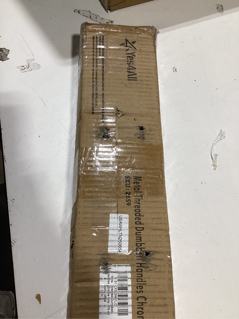 Condition photo showing Good Condition for Yes4All Threaded Dumbbell Handles, 14/16/18/24 Inch Dumbbell Bar Pair, Chrome/Rubber Grip, Fit 1” or 1.15" Plates, 4 Star-Lock Collars with Loose-Resistant Rubber Trims 18 inch Chrome