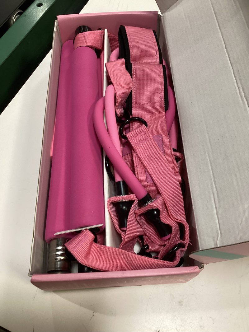Condition photo showing Good Condition for ayombo pilates bar kit with resistance bands, pilates workout equipment for legs, hip, waist, arm, squats exercise equipment for home workouts, adjustable 3-section pilates bar kit for women & men 1-pink new-140lbs