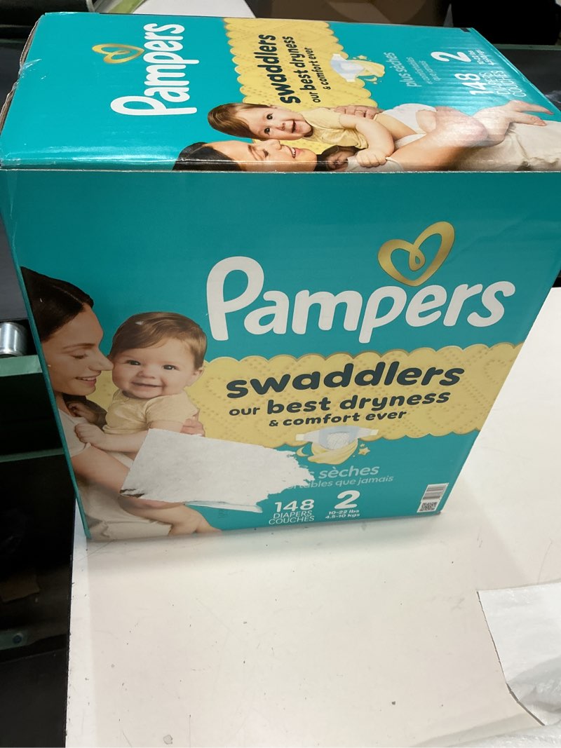 Condition photo showing New/Like New for Pampers Swaddlers Diapers, Size 2 (10-22 lbs), 148 Count, Absorbent, Keeps Baby Dry and Comfortable, Skin Safe Disposable Baby Diaper Size 2 148