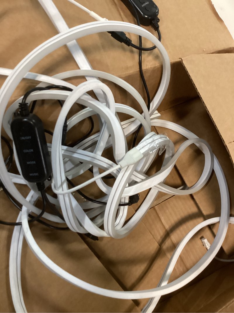 Condition photo showing As Is for Rainbow LED Strip Lights - Colorful Neon Strip for Home Theater, Gaming Desk, and Holiday Decor - USB Power, No Battery Needed, 5V, 36V Compatible, RGBIC Lighting, Home Entertainment Lighting | Modern Decor | USB Powered Lights, LED Christmas Lights