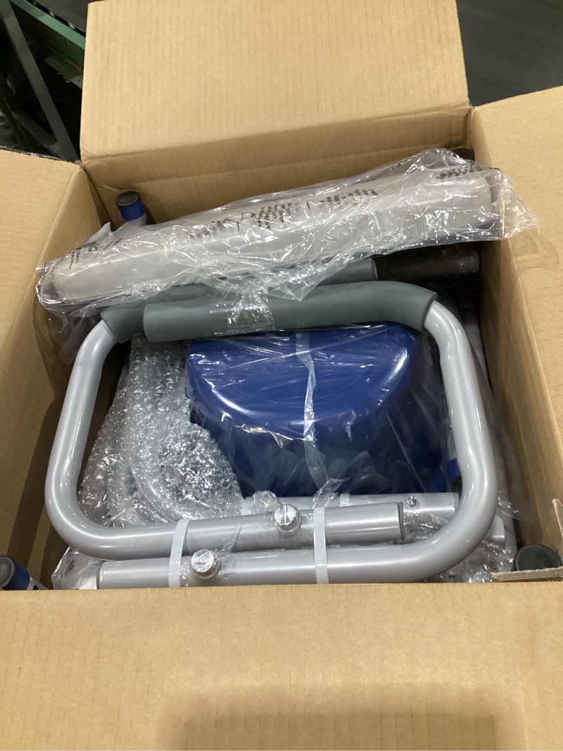 Condition photo showing Good Condition for Drop Arm Bedside Commode, Commode with Padded Seat and Backrest, 500lbs Capacity, 5.81QT Removable Bucket, Adjustable Height Portable Toilet for Adults, Gray