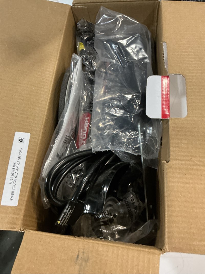 Condition photo showing Good Condition for hyper tough 6 amp corded angle grinder with handle, adjustable guard, 4-1/2 inch grinding wheel & wrench