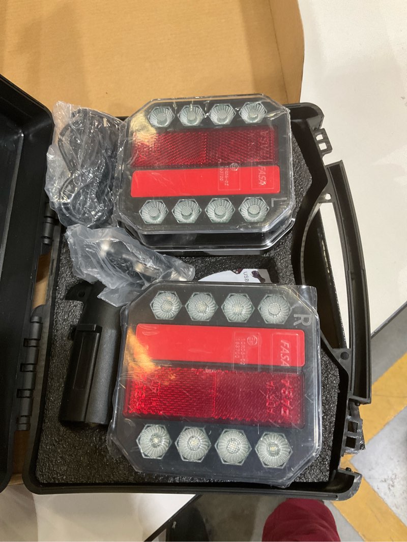 Condition photo showing As Is for Kzictrs Upgraded Wireless Magnetic Trailer Lights Kit, Rechargeable LED Tail Lights with Turn, Brake, Reversing Lights, for Trucks, Trailers, RVs, Campers, Caravans, Boats