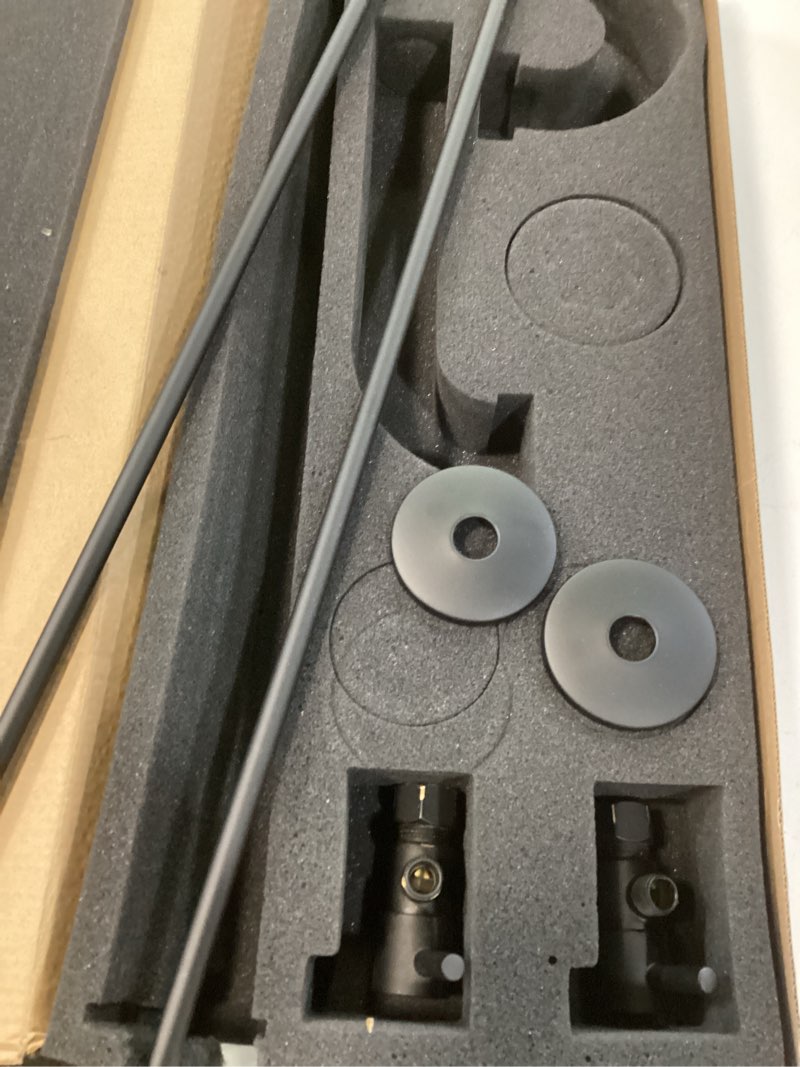 Condition photo showing As Is for (Incomplete) Westbrass A1838QRL-12 Freestanding Pedestal Sink Faucet Supply Line Risers with P-Trap, Flanges and 1/4-Turn Lever Handles, Oil Rubbed Bronze