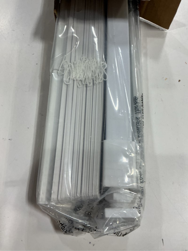 Condition photo showing New/Like New for LazBlinds No Tools No Drill 1" Vinyl Mini Blinds, Cordless Blinds for Windows, Light Filtering Horizontal Window Blinds & Shades, 20" W x 36" H, White Cordless-white 20" W x 36" H