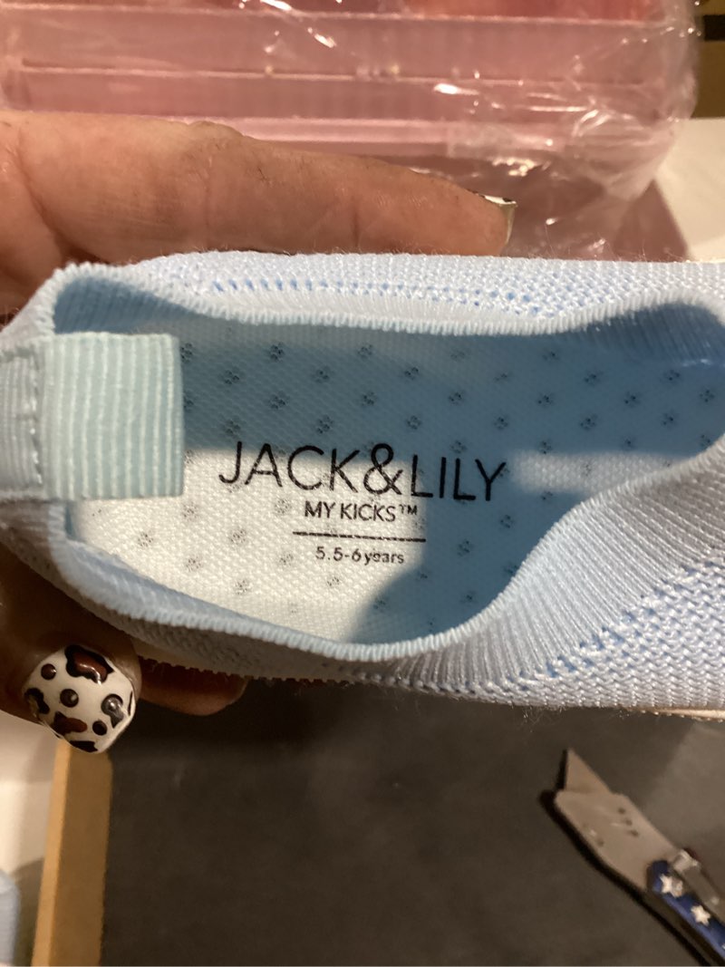 Condition photo showing New/Like New for Jack & Lily Canvas Sneakers for Kids - Breathable Toddler Shoes with Non-Slip Sole for Confident Steps - Slip on Shoes for Comfort & Daily Play - Baby Sneakers Keep Little Feet Happy All Day 11 Little Kid Sky