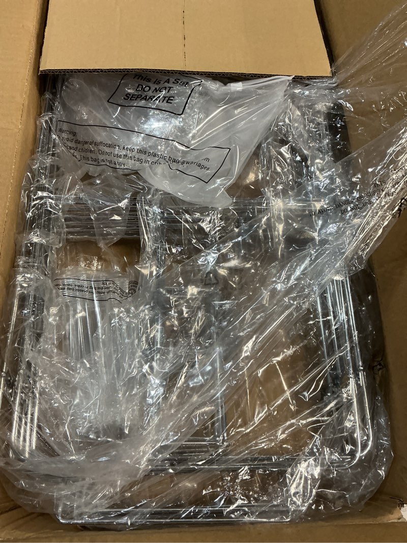 Condition photo showing Good Condition for Geosar 32 Pack Wire Buffet Rack Stand Folding Chafing Stand Chrome Frame Serving Trays Food Warmer with Plastic Tongs Forks and Spoons for Christmas Thanksgiving Home Party Catering Supplies(Silver)