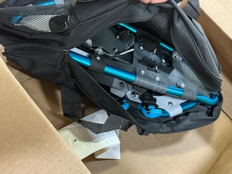 Condition photo showing Good Condition for Retrospec Drifter Snowshoes for Women & Men - Lightweight Aluminum Frame Snow Shoes with Double Ratchet Binding System, Heel Lifts & Carry Bag for All Terrain Hiking & Winter Sports Ice Cap 21" Snowshoes