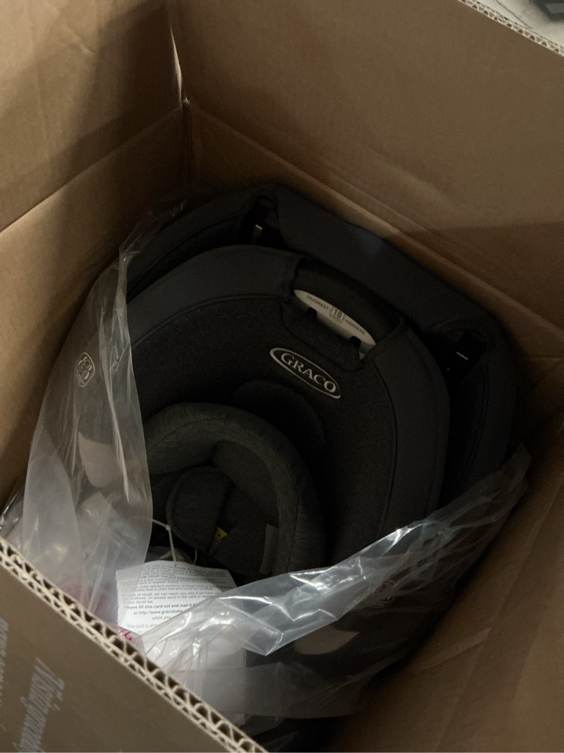 Condition photo showing New/Like New for graco turn2me 3-in-1 rotating convertible car seat, manchester, featuring headrest and harness adjust, easy installation and steel reinforced frame