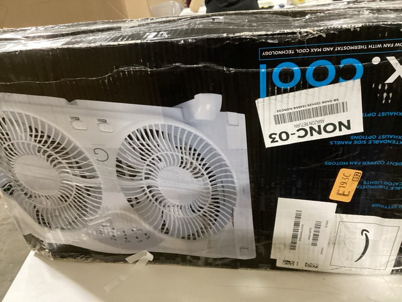 Condition photo showing As Is for Genesis Twin Fan High Velocity Reversible AirFlow Fan, LED Indicator Lights Adjustable Thermostat & 