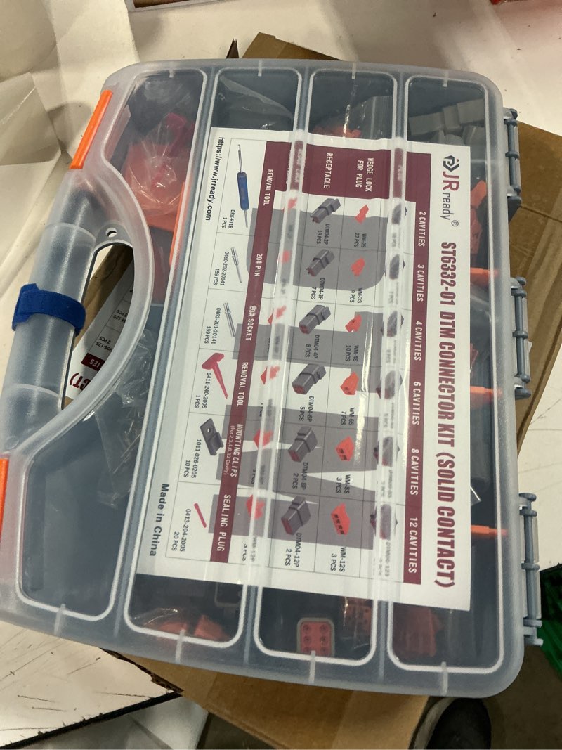 Condition photo showing New/Like New for jrready st6332-01 deutsch dtm connector kit, 2 3 4 6 8 12 pin connector, size 20 solid contact 20-22awg, seal plugs, removal tool, waterproof automotive electrical connectors, 542pcs. 542 pcs dtm connector kit