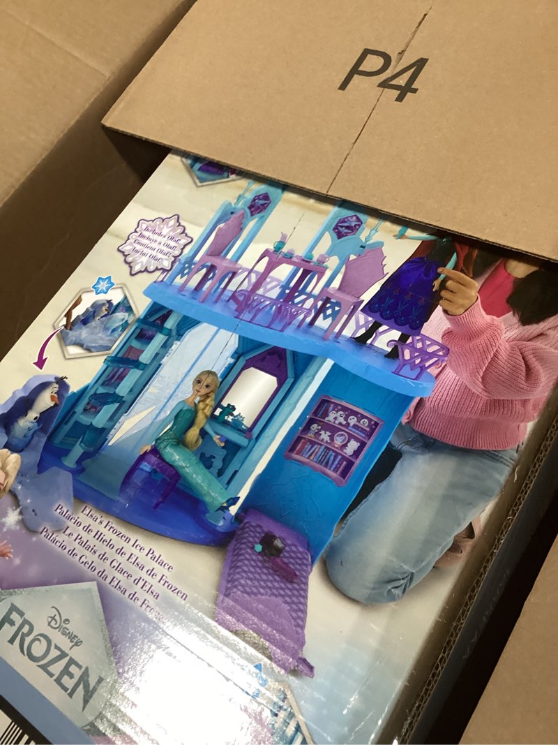 Condition photo showing Good Condition for mattel disney frozen elsa ice castle playset with olaf figure, 5 play areas & 21 accessories, 2.5+ ft tall elsa’s frozen ice palace, inspired by movies