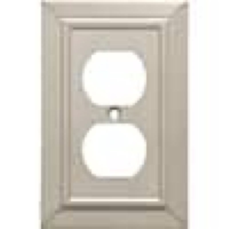 Condition photo showing As Is for classic architecture 1-gang satin nickel antimicrobial duplex outlet metal wall plate