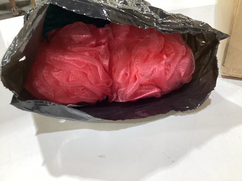 Condition photo showing Good Condition for (SIMILAR TO STOCK PHOTOS) BTYMS 6 Pcs Shower Pouf 60g Bath Loofah Shower Sponge Loofahs Exfoliating Mesh Puff Body Wash Sponge White&pink&green&cyan&brow&gray 6 Count 