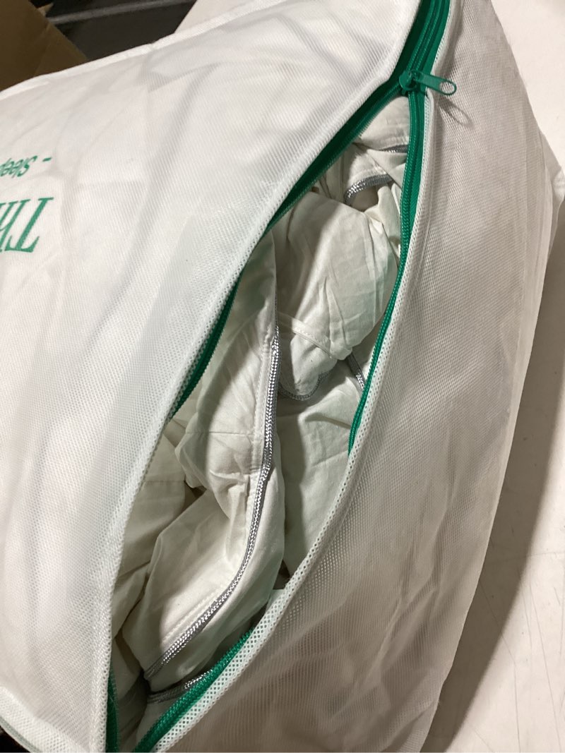 Condition photo showing Good Condition for Three Geese Pinch Pleat Waterfowl Feathers and Down Comforter Cal King Size Duvet Insert,750+ Fill Power,1200TC 100% Cotton, Premium All Seasons White Warm Hotel Comforter with 8 Tabs.