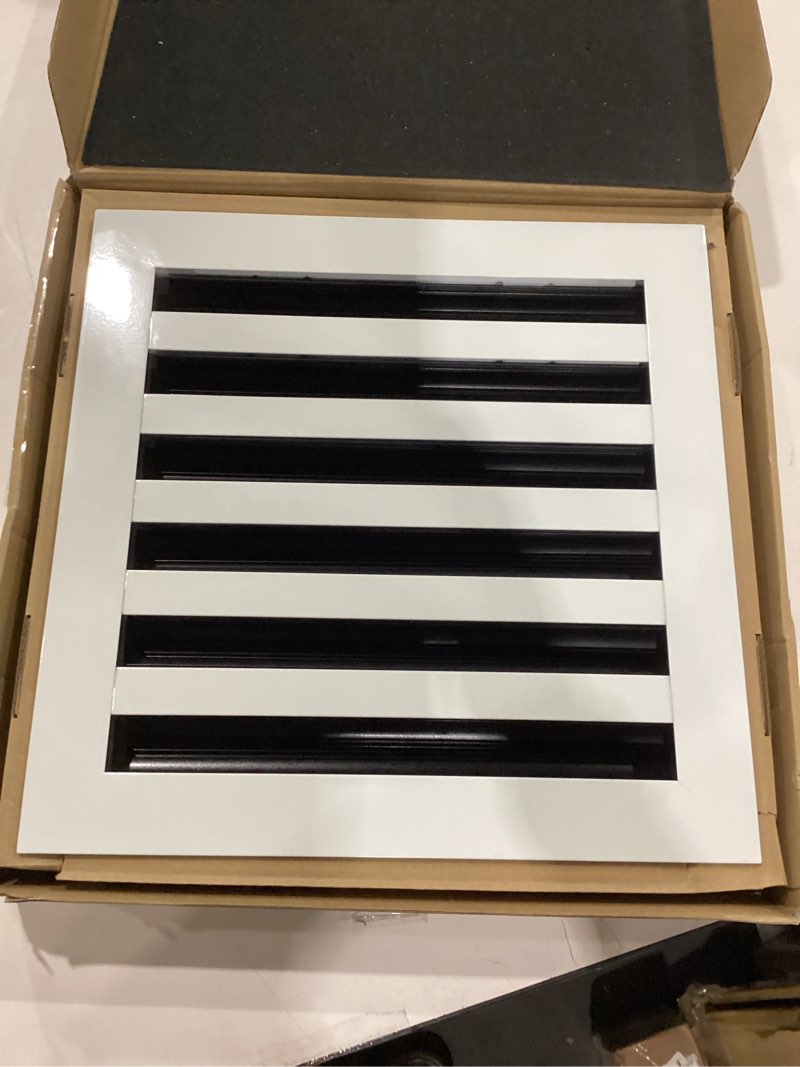 Condition photo showing New/Like New for FA-STAR Clean Modern AC Vent Cover 12 x 12 (Duct Opening Cutout) - Decorative White Air Vent - Standard Linear Slot Diffuser - Register Grille for Ceiling, Walls & Floors - All Aluminium 12x12 (White)