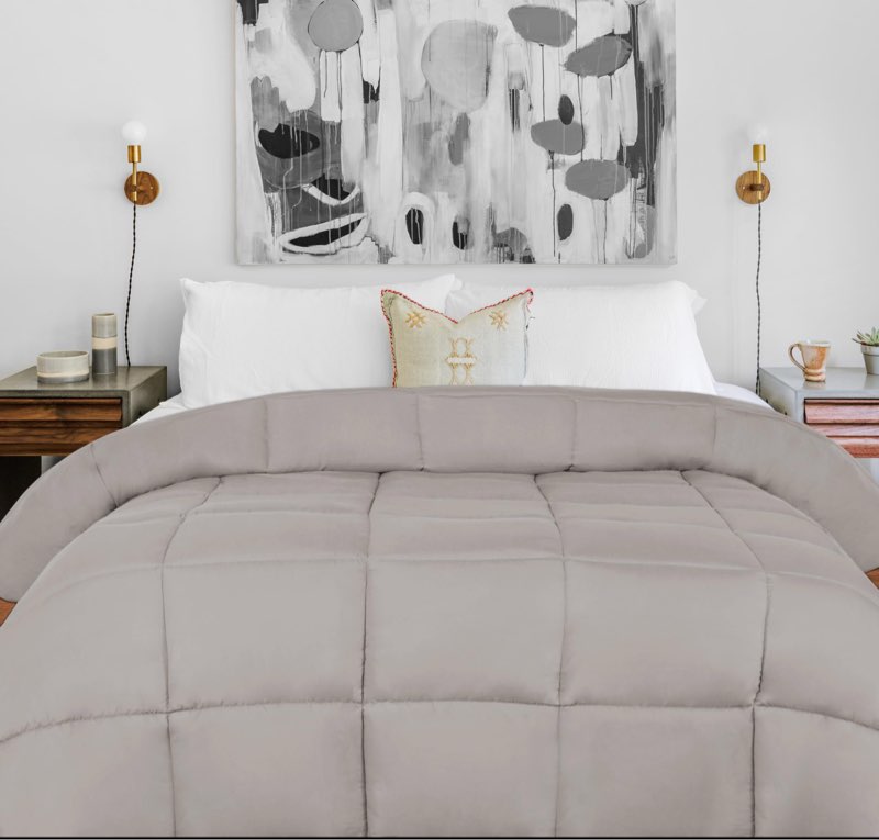 superior brushed microfiber solid comforter, down alternative bedding, reversible, medium weight, fluffy, dec