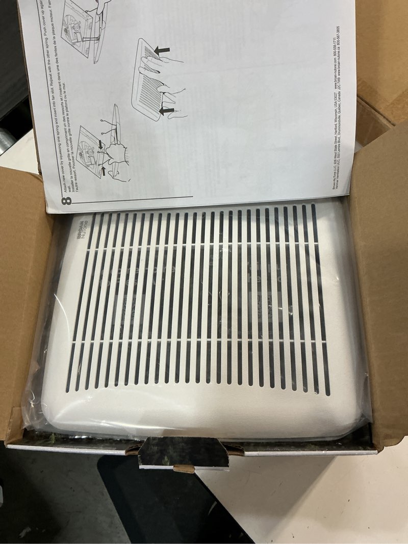 Condition photo showing New/Like New for Broan-NuTone BKR60 QuickKit Ultra-Quiet Bath Fan Replacement Motor and Cover/Grille, 60 CFM, 20% more power, White