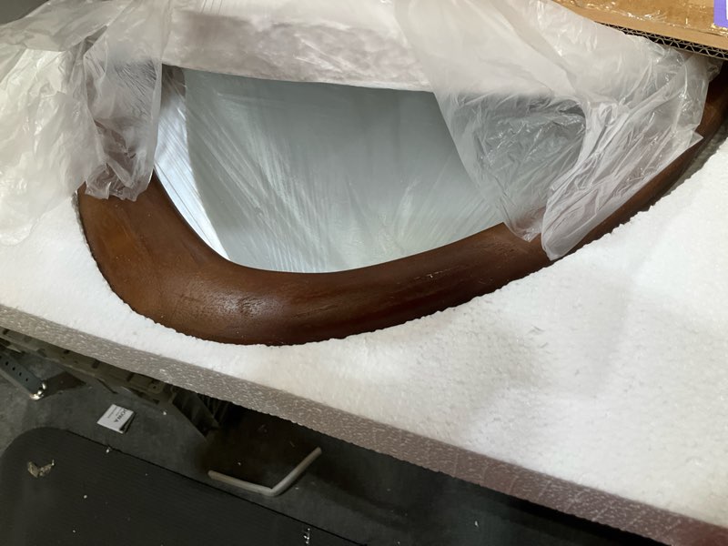 Condition photo showing Good Condition for aazzkang asymmetrical wall mirror large 24"x16" retro irregular vanity mirrors decorative for bathroom bedroom living room hallway brown