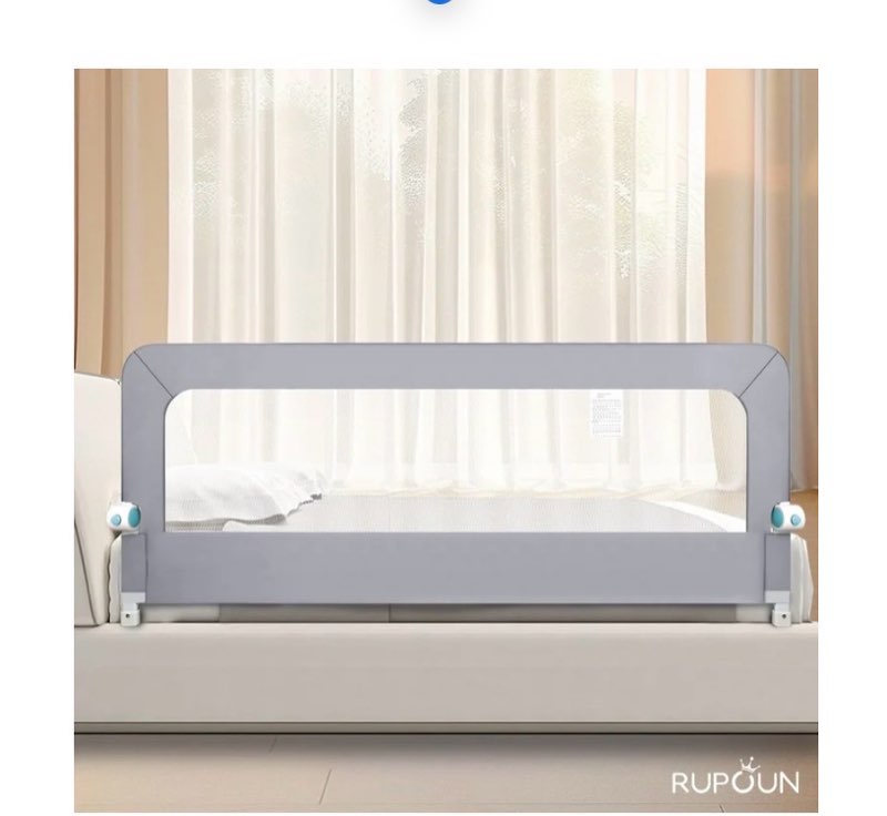 RUPOUN Toddler Bed Rail for Kids, Swing Down Safety Guardrail, Universal Fit for Full, Queen and Adult Mattresses, Easy Installation