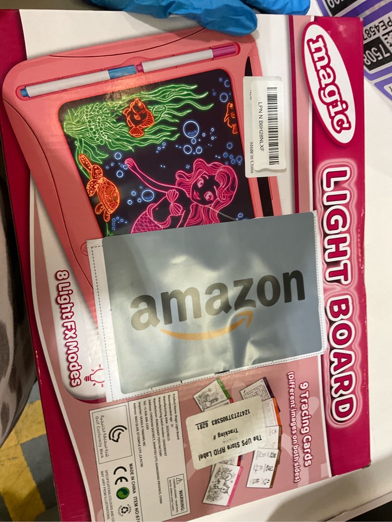 Condition photo showing Good Condition for Magic LED Drawing Board for Kids, Girl Toys for Ages 5-7, Christmas Birthday Gifts, Light Up Tracing Pad, 9 Double-Sided Cards, 6 Markers, Neon Effect Doodle Writing Tablet, Arts Crafts Learning Toy Pink