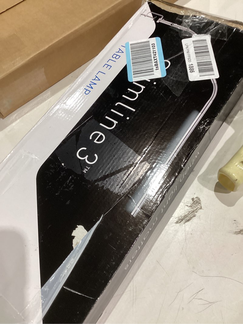 Condition photo showing Good Condition for Daylight Company, LLC U35108 Slimline 3 Table Lamp-LED-80 CRI-Eye Care-4 Brightness Levels, 3,000 LUX at 30 cm, 1,065 LUMENS-4 Step DIMMER Mode, Brushed Steel, 25.6 x 30 x .8 White Table Lamp Slimline 3